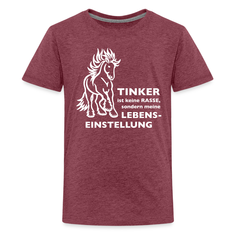 "Lebenseinstellung Tinker" Grafik-Stil - Teenager T-Shirt - Bordeauxrot meliert