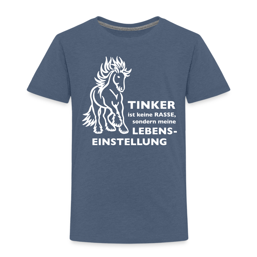 "Lebenseinstellung Tinker" Grafik-Stil - Kinder T-Shirt - Blau meliert