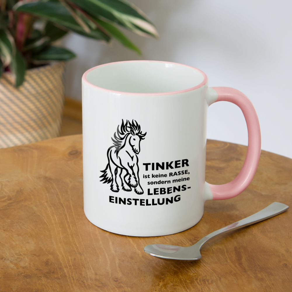 "Lebenseinstellung Tinker" Grafik-Stil - Tasse zweifarbig - Weiß/Pink