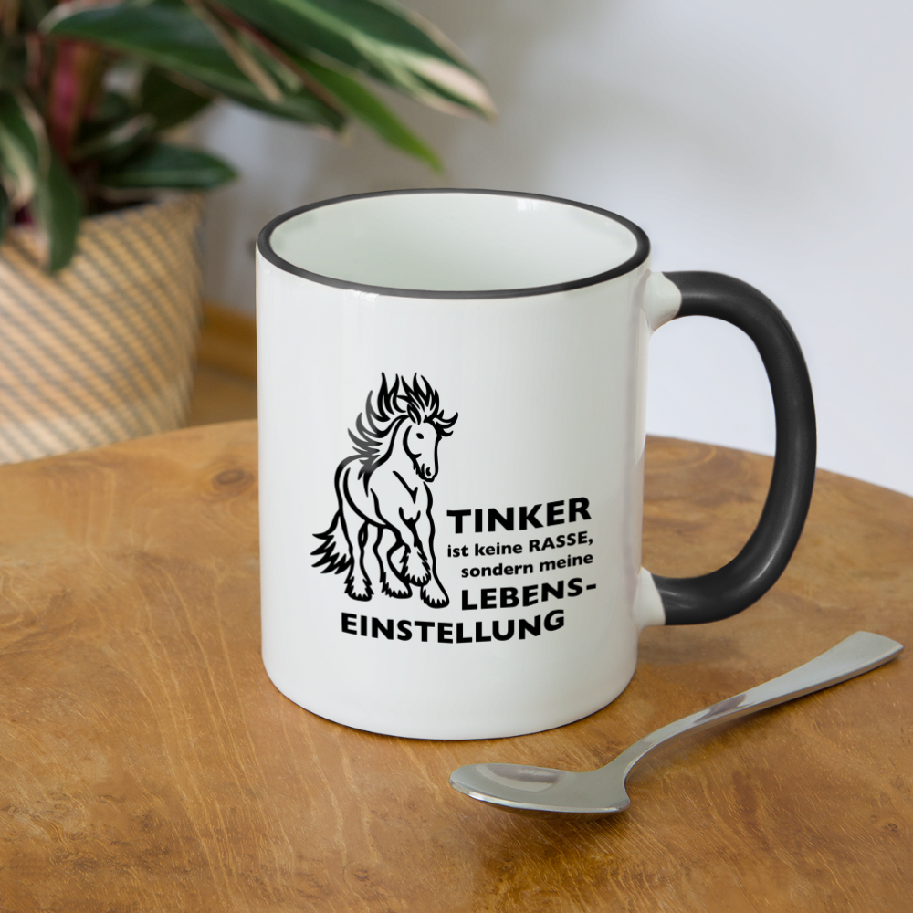 "Lebenseinstellung Tinker" Grafik-Stil - Tasse zweifarbig - Weiß/Schwarz
