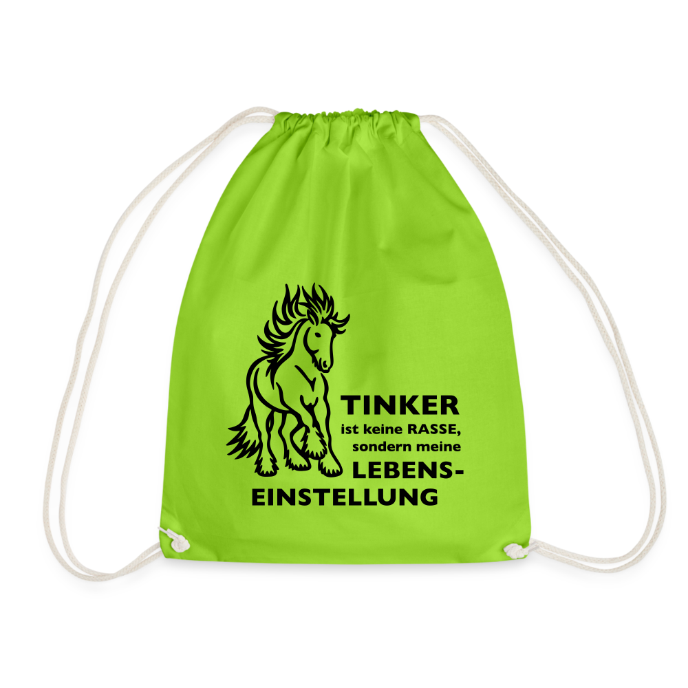 "Lebenseinstellung Tinker" Grafik-Stil - Stallbeutel - Neongrün