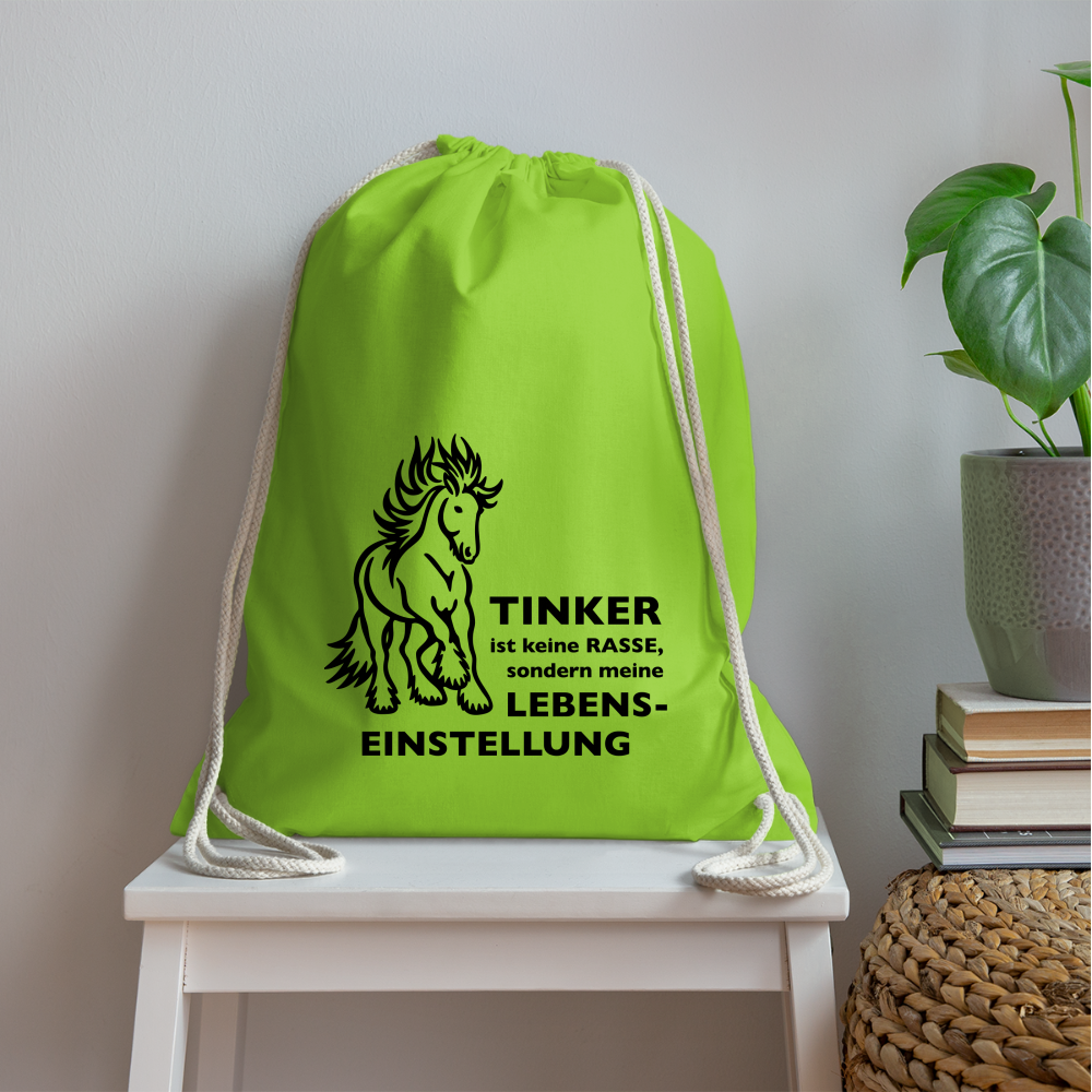 "Lebenseinstellung Tinker" Grafik-Stil - Stallbeutel - Neongrün