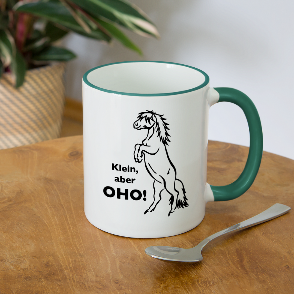 "Oho!" Grafik-Stil - Tasse zweifarbig - Weiß/Dunkelgrün