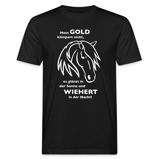 "Mein Gold wiehert" Grafik-Stil - Männer Bio-T-Shirt - Schwarz