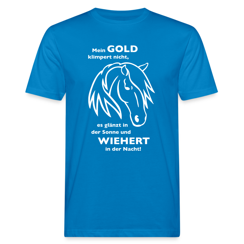 "Mein Gold wiehert" Grafik-Stil - Männer Bio-T-Shirt - Pfauenblau