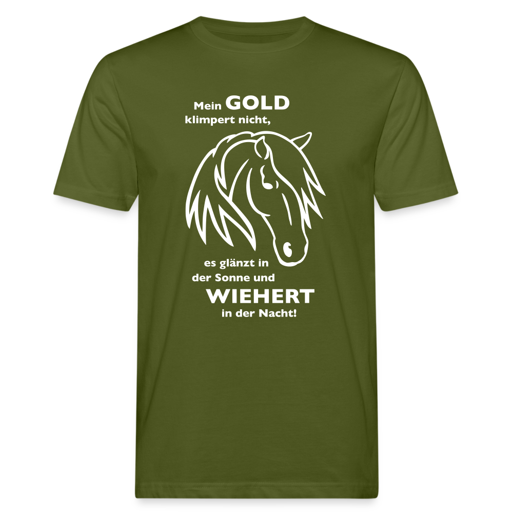 "Mein Gold wiehert" Grafik-Stil - Männer Bio-T-Shirt - Moosgrün