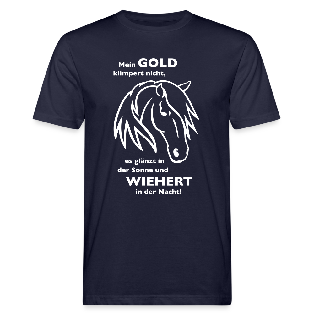 "Mein Gold wiehert" Grafik-Stil - Männer Bio-T-Shirt - Navy