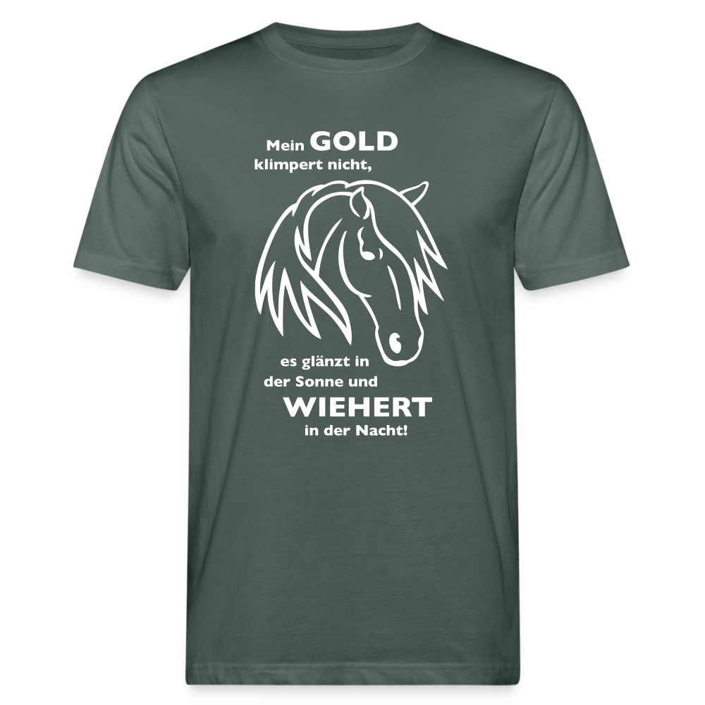 "Mein Gold wiehert" Grafik-Stil - Männer Bio-T-Shirt - Graugrün