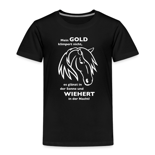 "Mein Gold wiehert" Grafik-Stil - Kinder T-Shirt - Schwarz