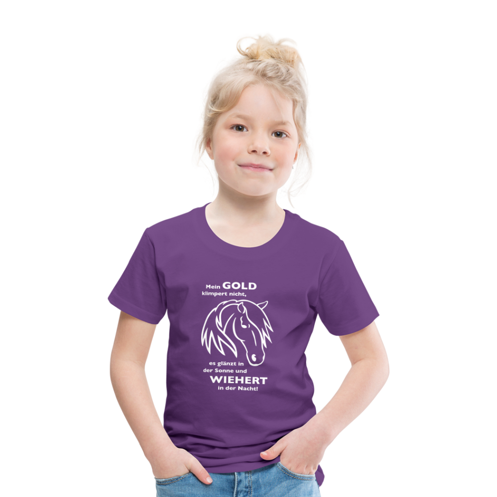 "Mein Gold wiehert" Grafik-Stil - Kinder T-Shirt - Lila