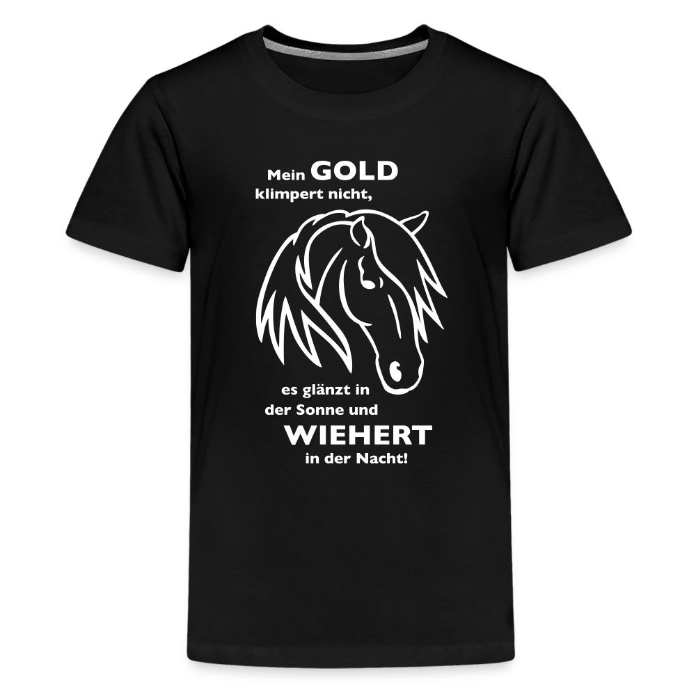 "Mein Gold wiehert" Grafik-Stil - Teenager T-Shirt - Schwarz