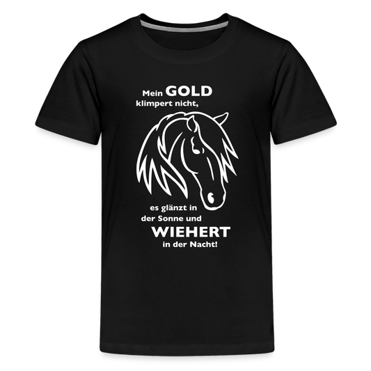 "Mein Gold wiehert" Grafik-Stil - Teenager T-Shirt - Schwarz