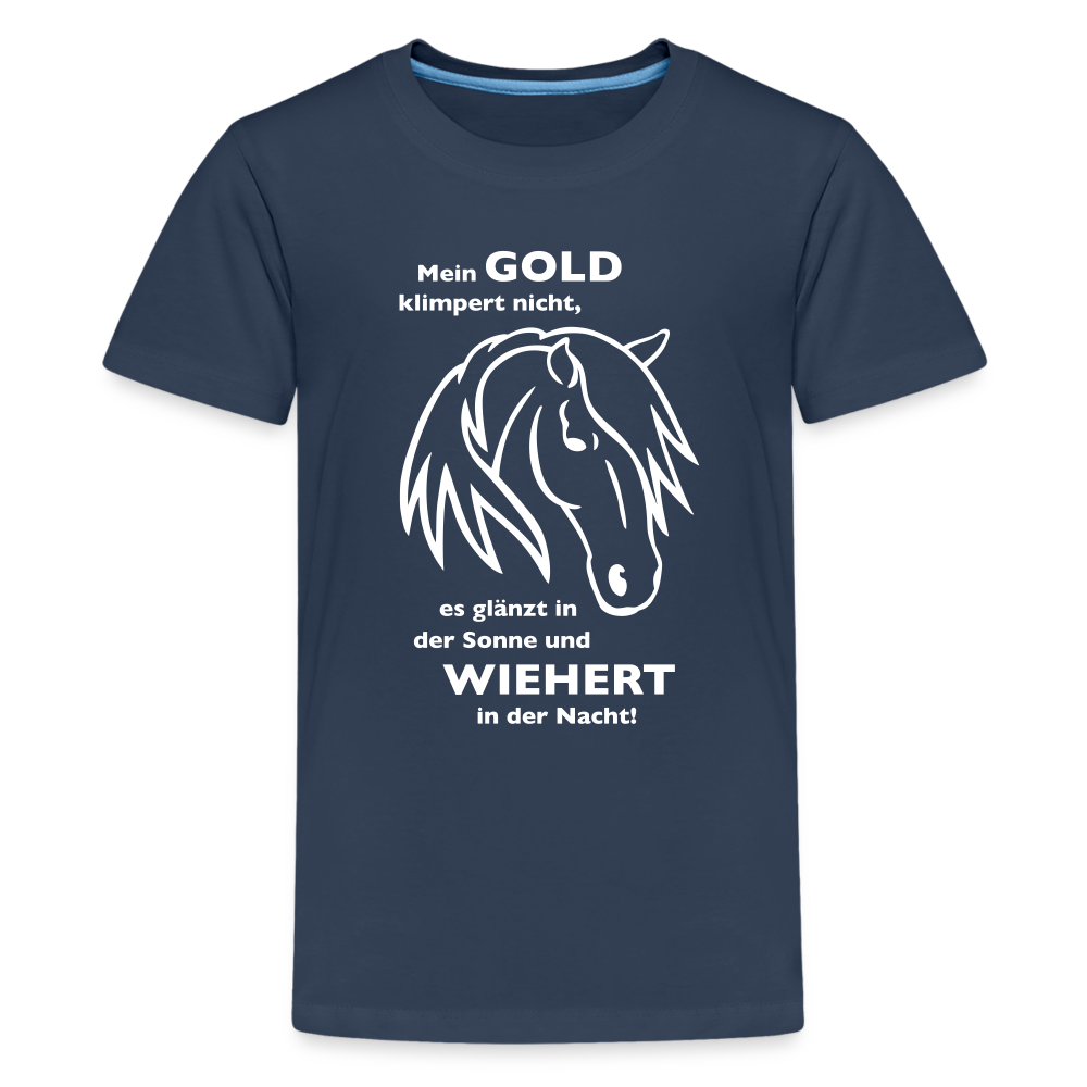 "Mein Gold wiehert" Grafik-Stil - Teenager T-Shirt - Navy