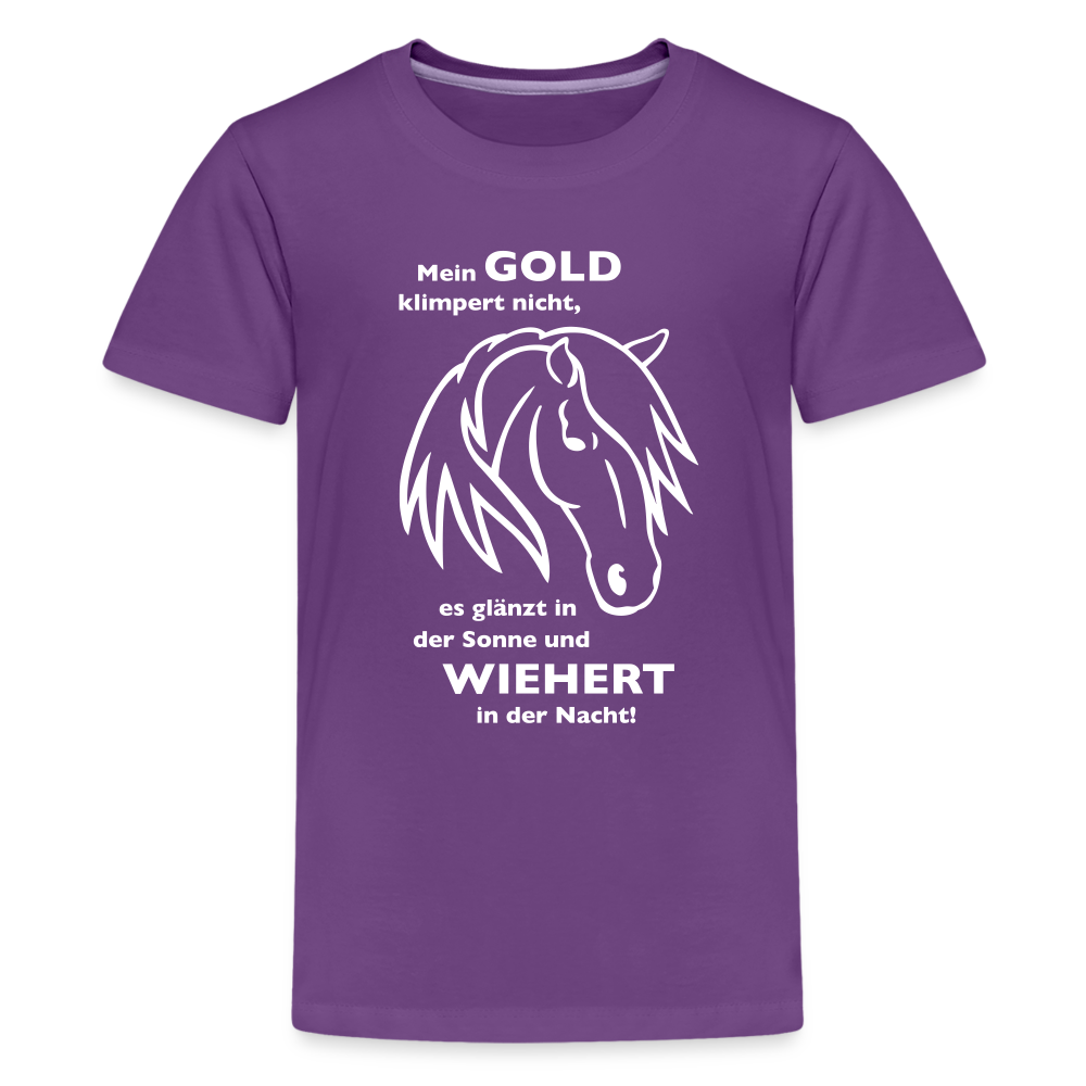 "Mein Gold wiehert" Grafik-Stil - Teenager T-Shirt - Lila