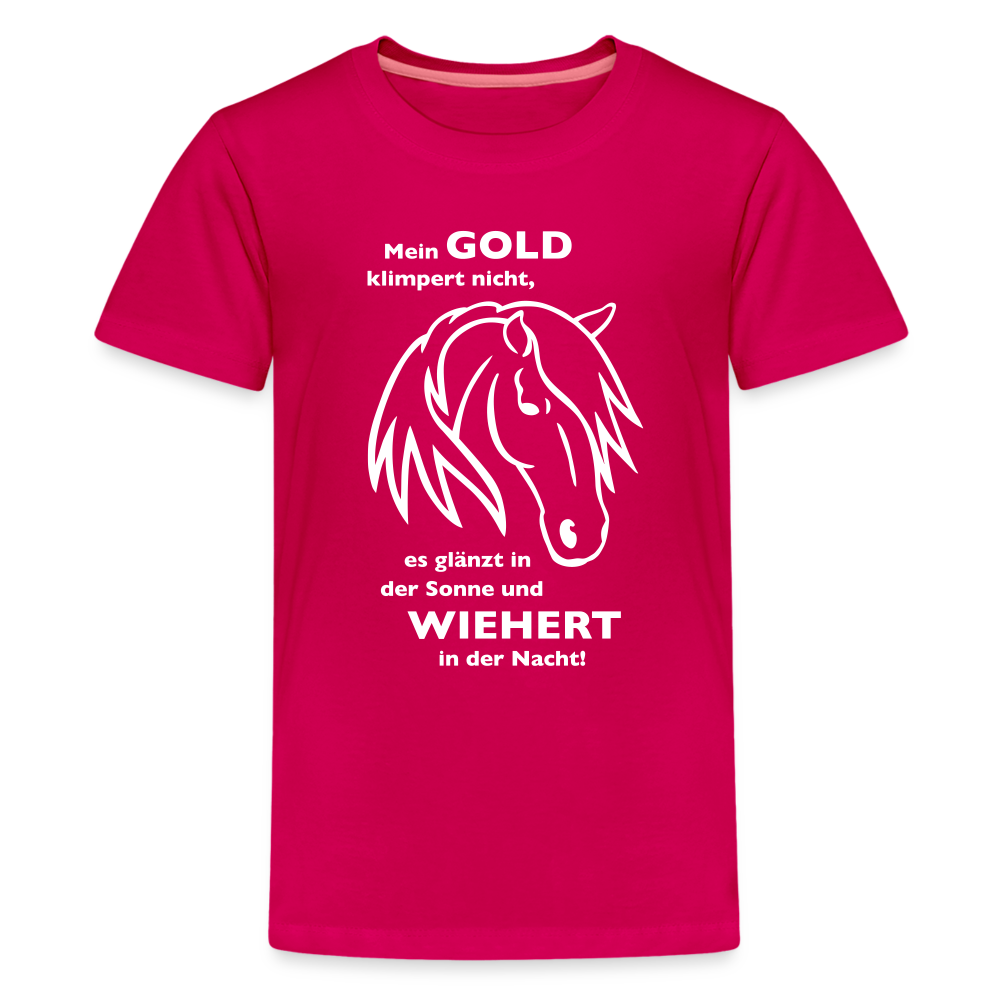 "Mein Gold wiehert" Grafik-Stil - Teenager T-Shirt - dunkles Pink