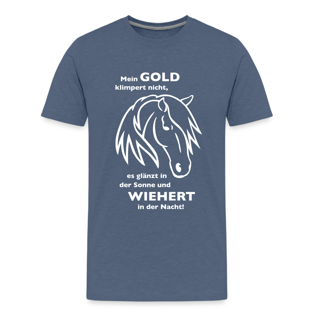 "Mein Gold wiehert" Grafik-Stil - Teenager T-Shirt - Blau meliert