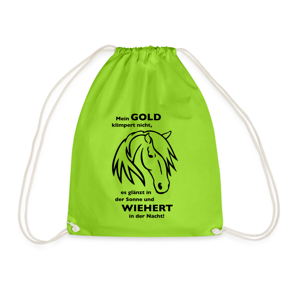 "Mein Gold wiehert" Grafik-Stil - Stallbeutel - Neongrün