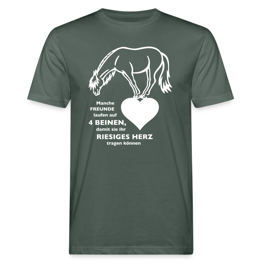 "Freund mit riesigem Herz" Grafik-Stil - Männer Bio-T-Shirt - Graugrün
