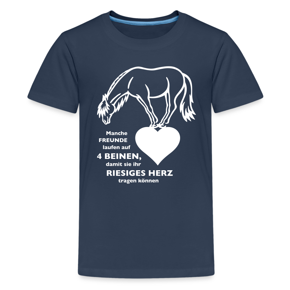 "Freund mit riesigem Herz" Grafik-Stil - Teenager T-Shirt - Navy