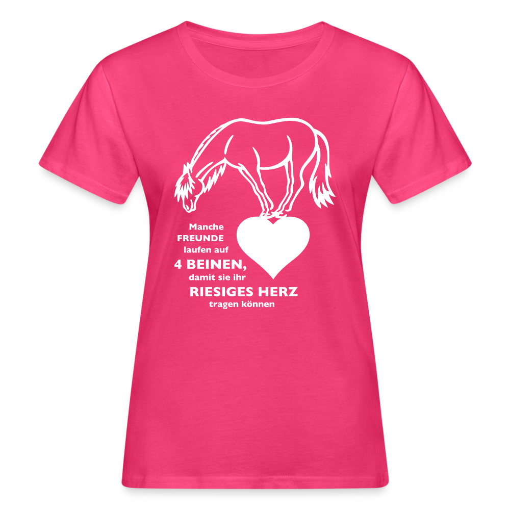 "Freund mit riesigem Herz" Grafik-Stil - Frauen Bio-T-Shirt - Neon Pink