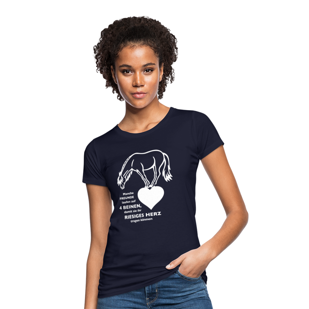 "Freund mit riesigem Herz" Grafik-Stil - Frauen Bio-T-Shirt - Navy