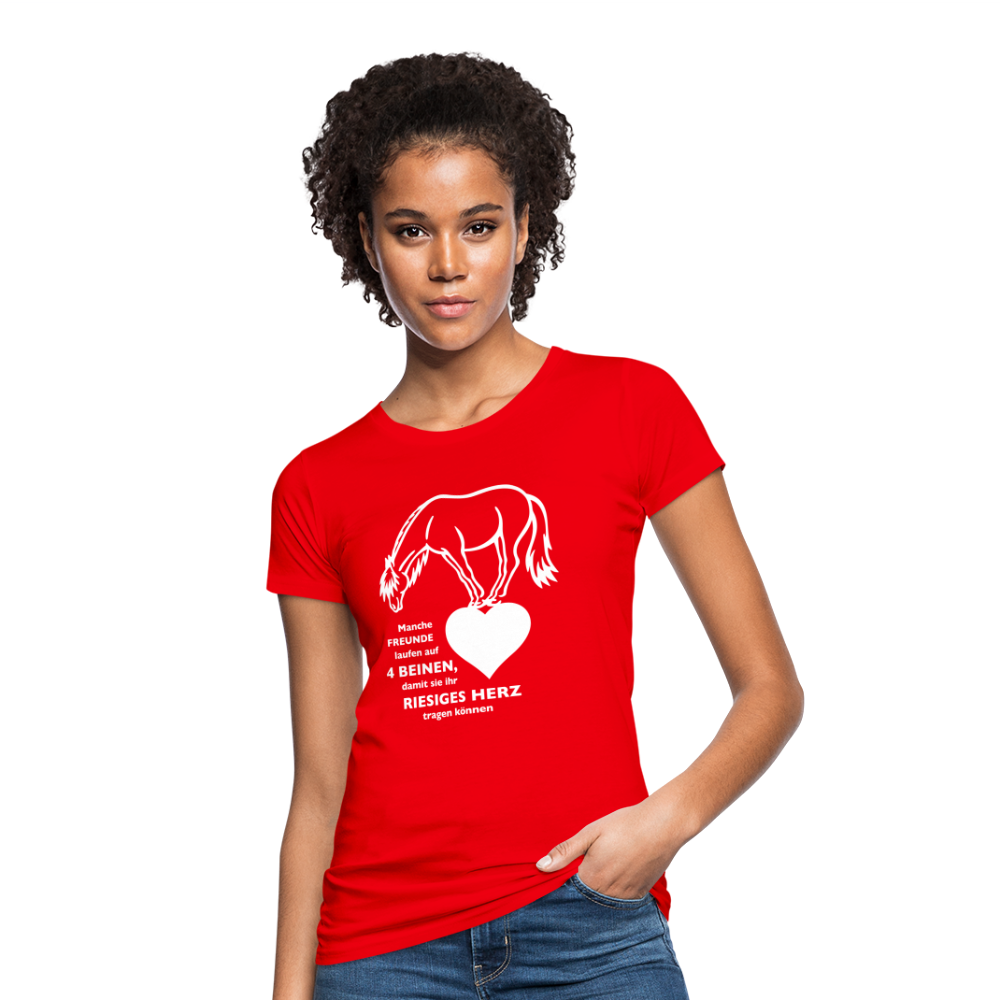 "Freund mit riesigem Herz" Grafik-Stil - Frauen Bio-T-Shirt - Rot
