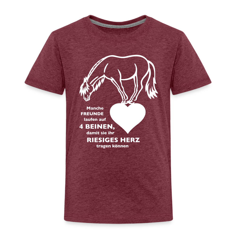 "Freund mit riesigem Herz" Grafik-Stil - Kinder T-Shirt - Bordeauxrot meliert
