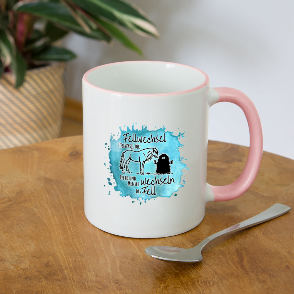 Definition „Fellwechsel" Aquarell-Stil - Tasse zweifarbig - Weiß/Pink