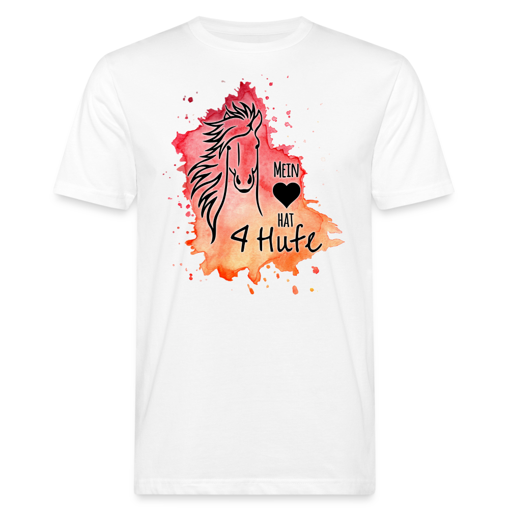 "Mein Herz hat 4 Hufe" Aquarell-Stil - Männer Bio-T-Shirt - weiß