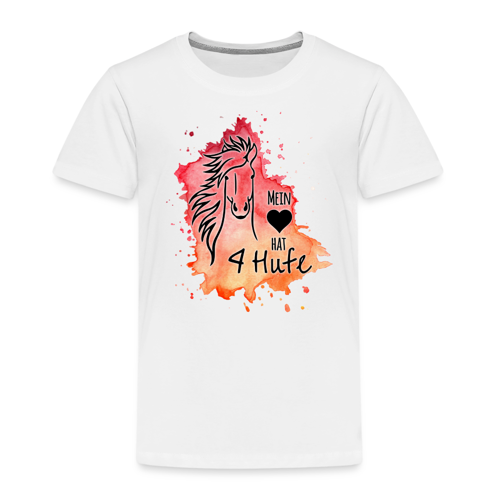 "Mein Herz hat 4 Hufe" Aquarell-Stil - Kinder T-Shirt - weiß