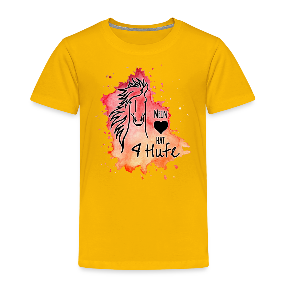 "Mein Herz hat 4 Hufe" Aquarell-Stil - Kinder T-Shirt - Sonnengelb