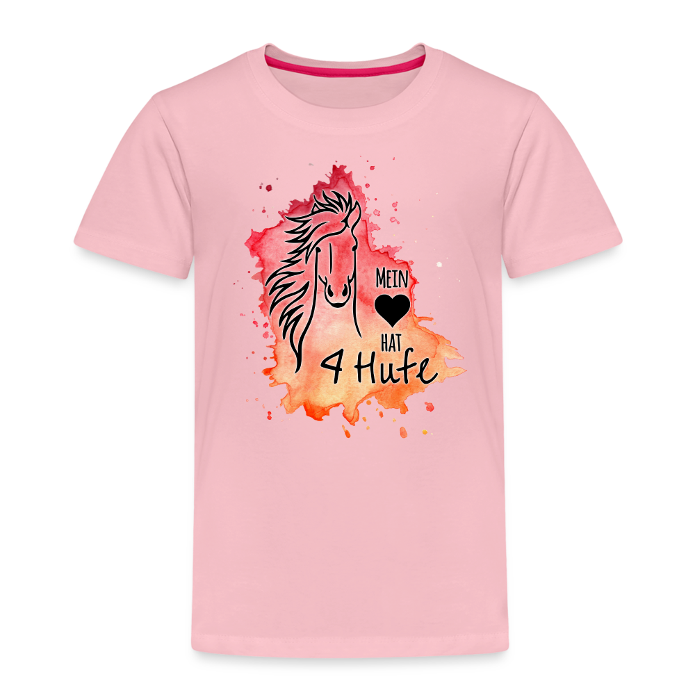 "Mein Herz hat 4 Hufe" Aquarell-Stil - Kinder T-Shirt - Hellrosa