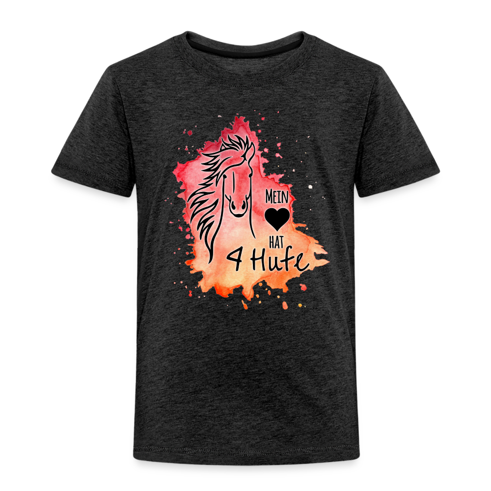 "Mein Herz hat 4 Hufe" Aquarell-Stil - Kinder T-Shirt - Anthrazit