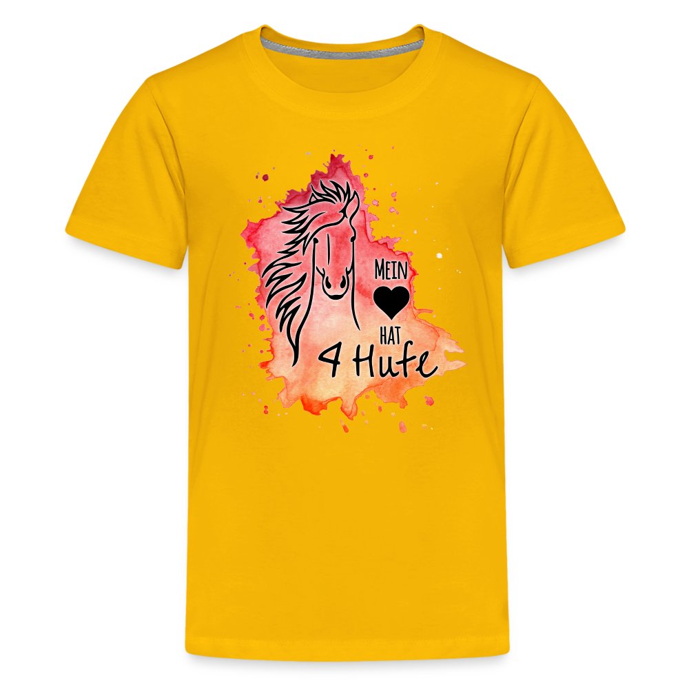 "Mein Herz hat 4 Hufe" Aquarell-Stil - Teenager T-Shirt - Sonnengelb