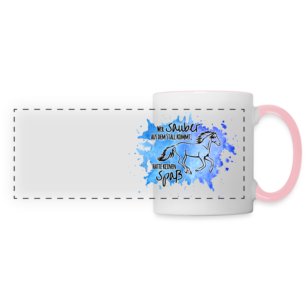 "Dreckspatz" Aquarell-Stil - Tasse zweifarbig (großer Druck) - Weiß/Pink