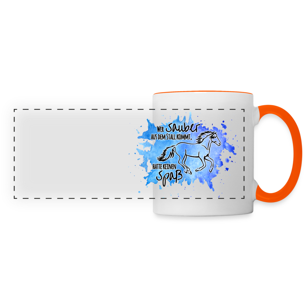 "Dreckspatz" Aquarell-Stil - Tasse zweifarbig (großer Druck) - Weiß/Orange