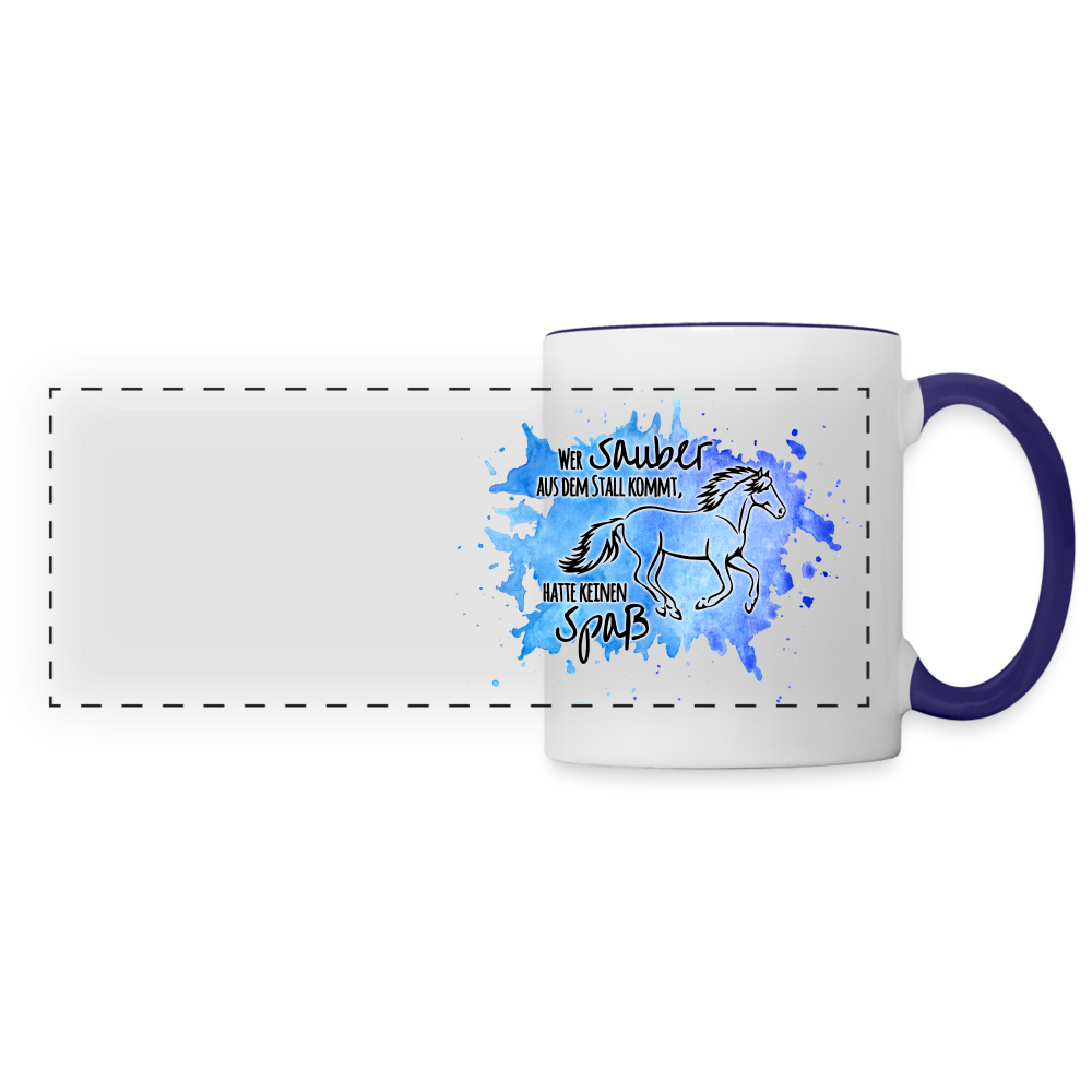 "Dreckspatz" Aquarell-Stil - Tasse zweifarbig (großer Druck) - Weiß/Kobaltblau