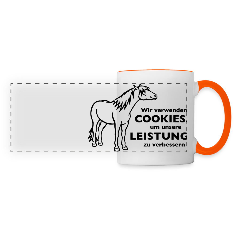 "Cookieverwendung" Grafik-Stil - Tasse zweifarbig - Weiß/Orange
