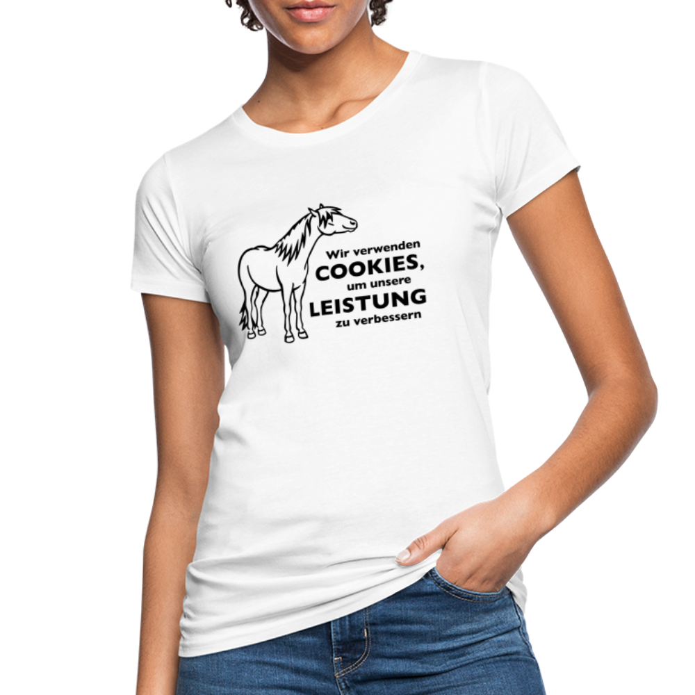 "Cookieverwendung" Grafik-Stil - Frauen Bio-T-Shirt hell - weiß